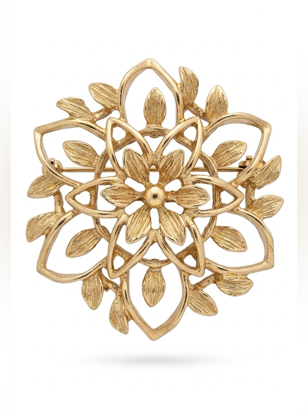 Vintage Sarah Coventry Gold Floral Filigree Brooch - Women Accessories